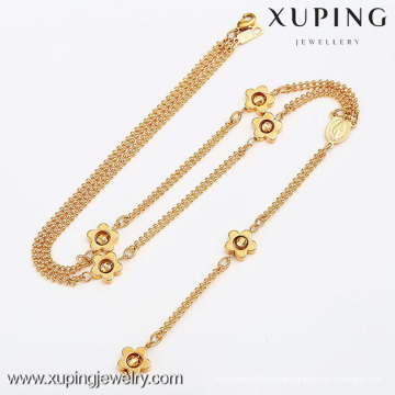 42420-Xuping Fashion Gold gefüllt Schmuck, Perlen Schmuck Charms mit Blumen Halskette